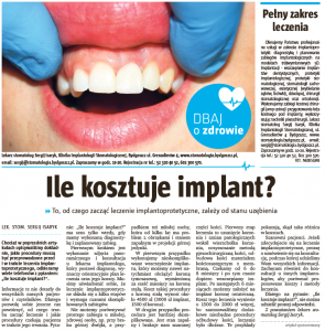 Artykuł "Ile kosztuje implant?"