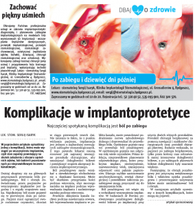 Artykuł "Komplikacje w implantoprotetyce"