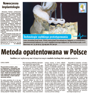 Artykuł "Metoda opatentowana w Polsce"